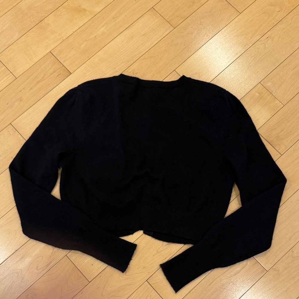 100% Cashmere Black Women's Cropped Cardigan - Picture 5 of 5